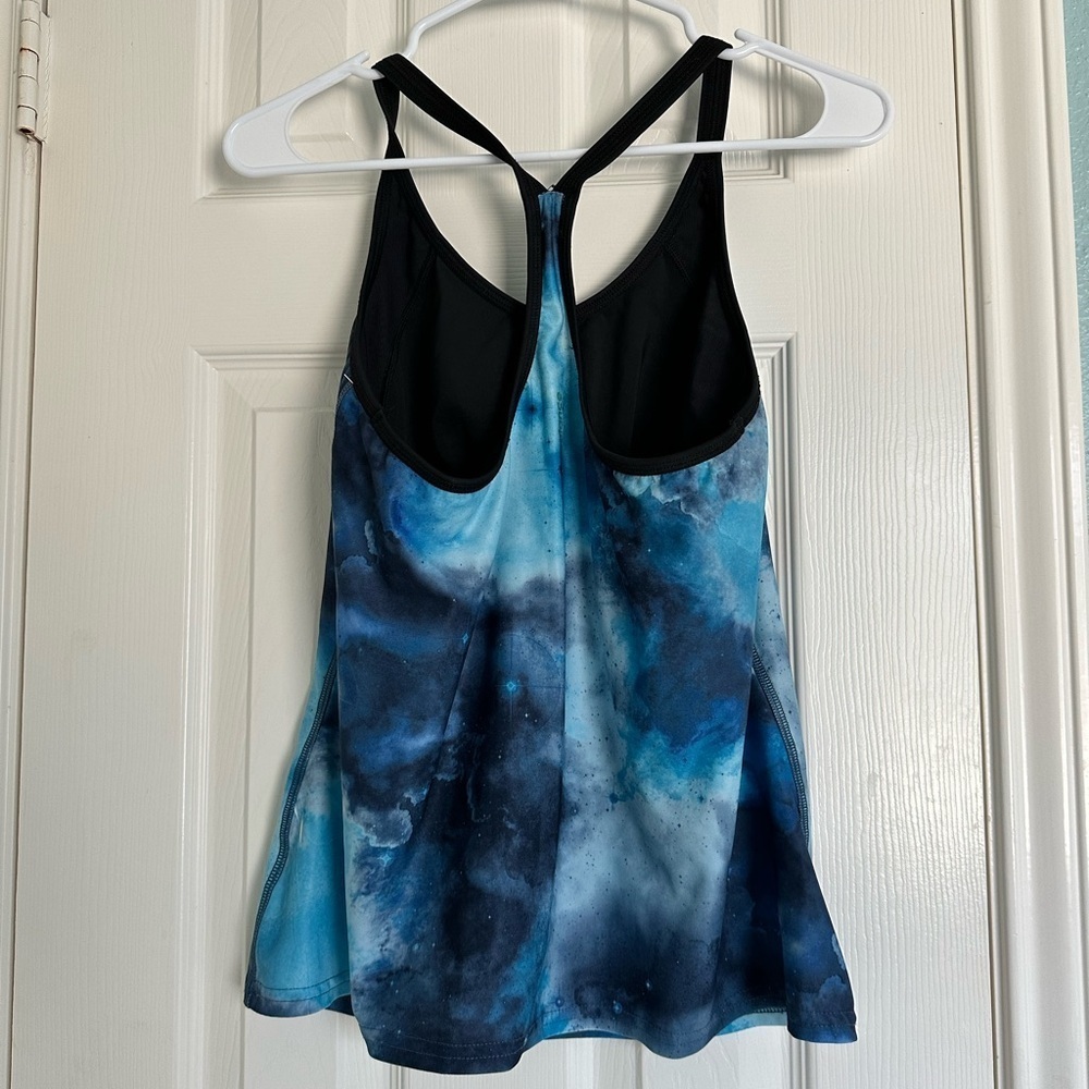 New Balance Blue Celestial Racer Back Tank Top size large Made in USA - Picture 2 of 4